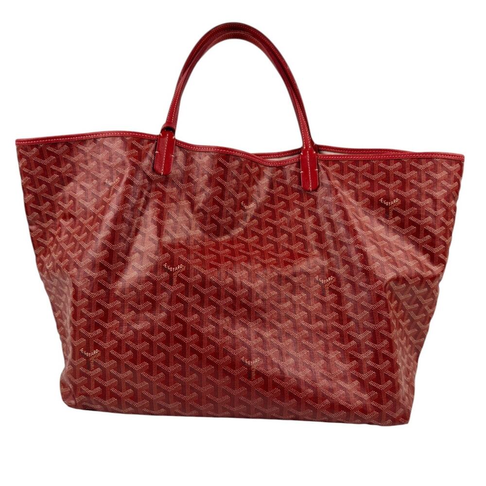 GOYARD Herringbone Saint Louis GM Tote Bag PVC with Pouch Red